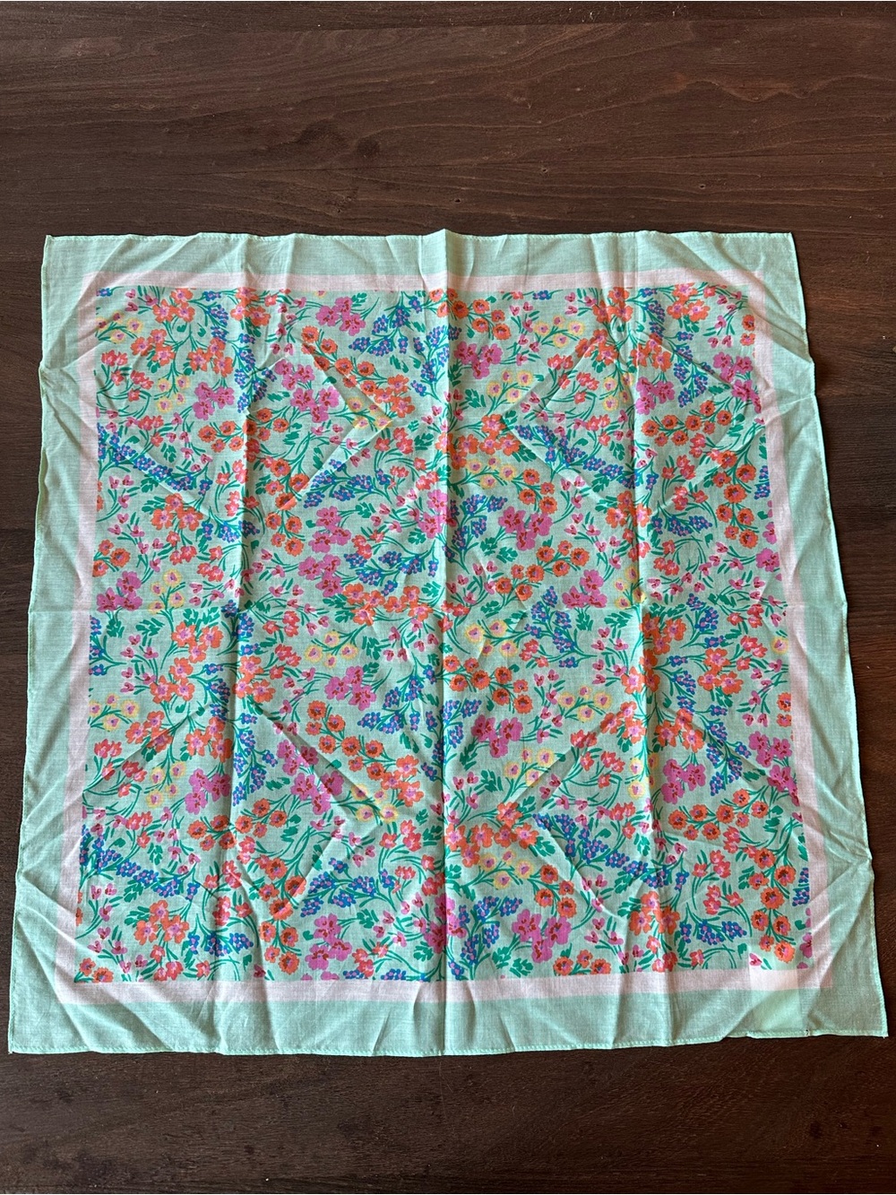 J. Crew Mint Floral Square SCARF